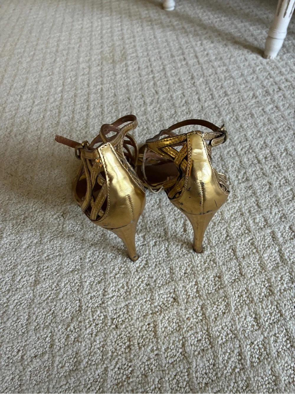 Tory Burch Amalie Gold Leather Cage Heel